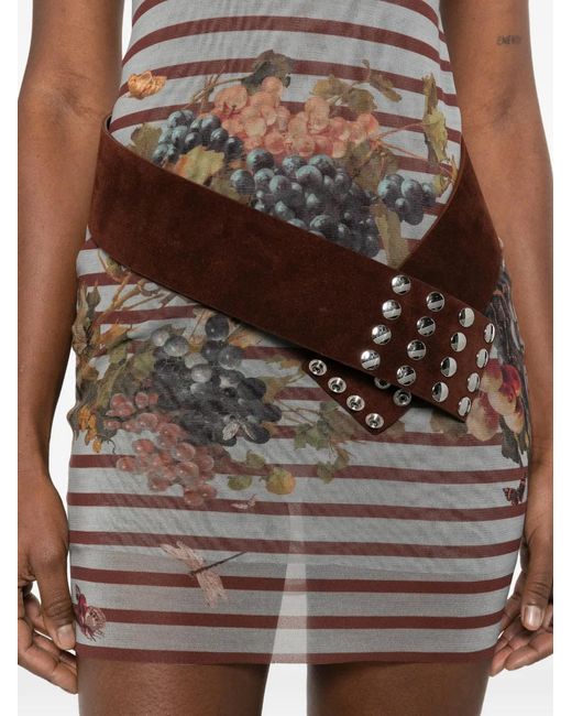 Jean Paul Gaultier Gray Fitted Mini Dress With Floral