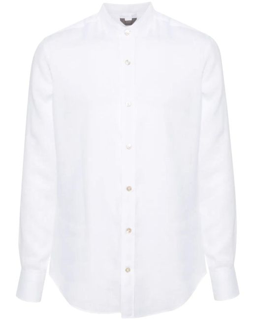 Eleventy White Slub-Texture Linen Shirt for men