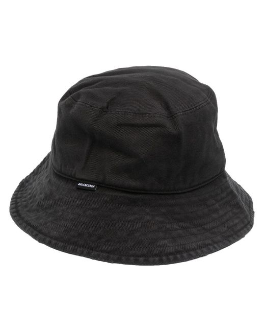 Balenciaga Black Cotton Bucket Hat for men