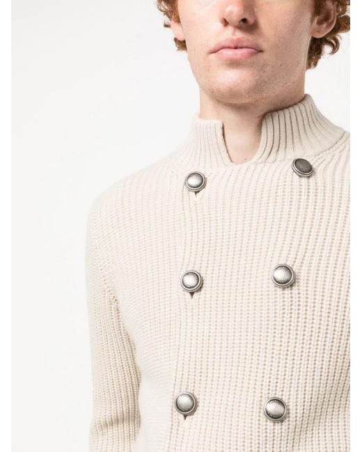 Brunello Cucinelli Natural Double-Breasted Wool-Cashmere Cardigan for men