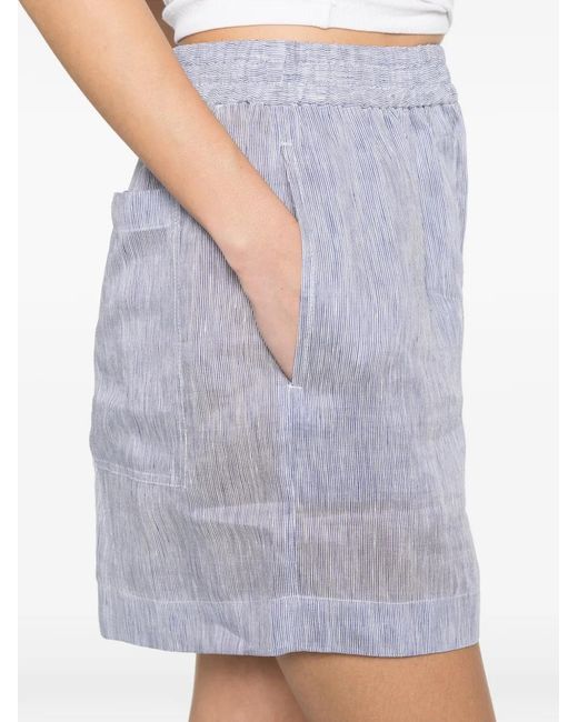 Brunello Cucinelli White Striped Elasticated Shorts