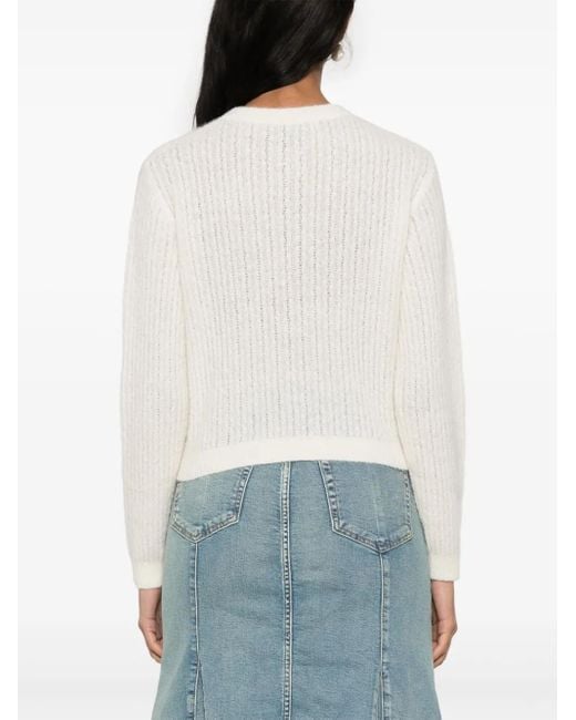 A.P.C. White Milo Cable-Knit Cardigan