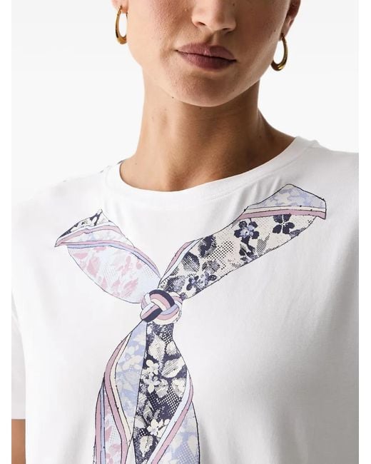 Silvian Heach White Santis Scarf-Print T-Shirt