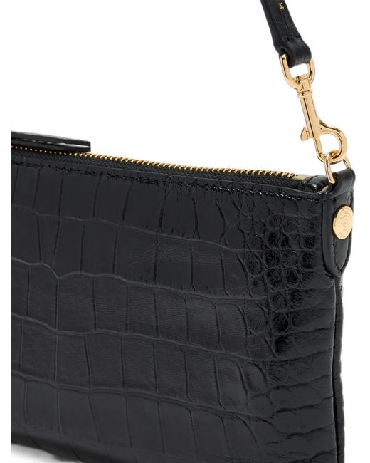 Tory Burch Black Croc-Embossed Pochette
