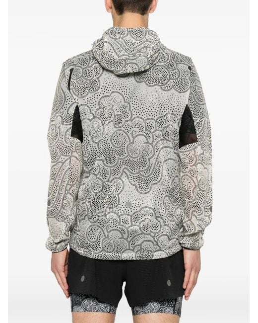 Asics Gray Dot-Print Hooded Jacket for men
