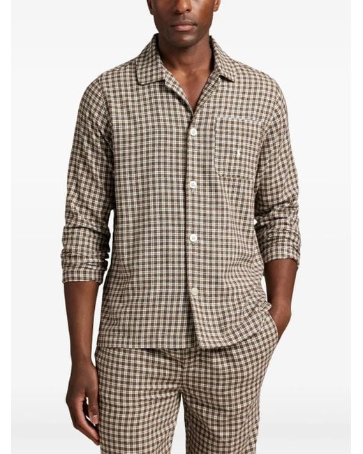 Polo Ralph Lauren Brown Checked Flannel Pyjama Set for men