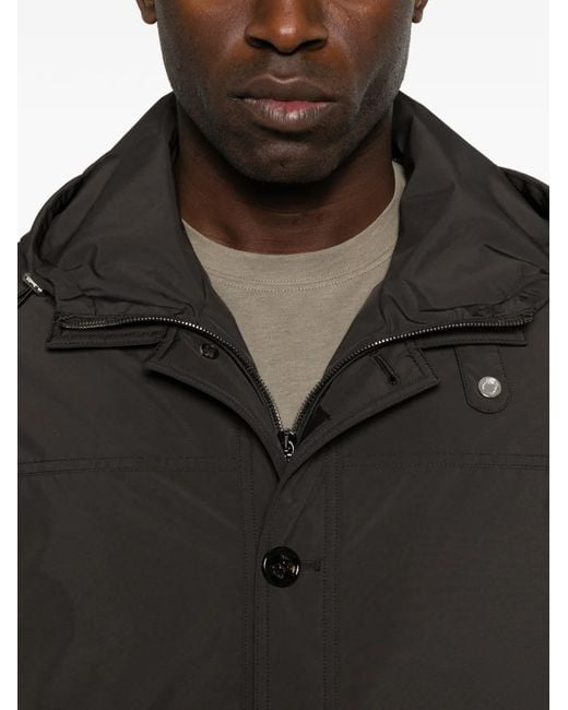 Moorer Brown Button Hooded Jacket for men