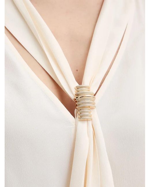 SIMONA CORSELLINI White Tie-Neck Blouse