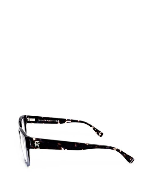 Tommy Hilfiger White Tortoiseshell-Effect Square-Frame Glasses
