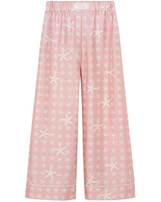 Versace Pink Stella Marina Silk Trousers