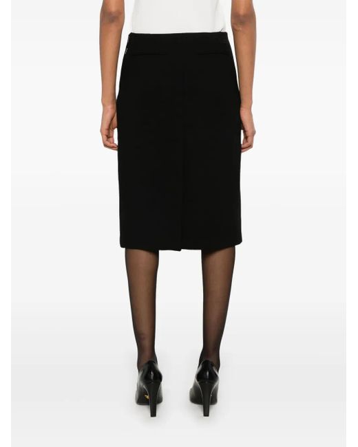 Gucci Black Wool Crepe Midi Skirt