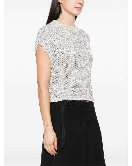 Fabiana Filippi White Open-Knit Sleeveless Jumper