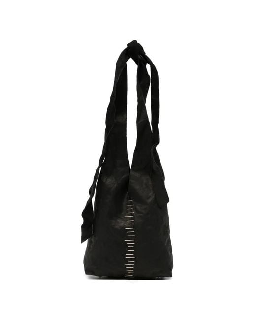 Ma+ Black Staple-Detail Leather Tote Bag for men