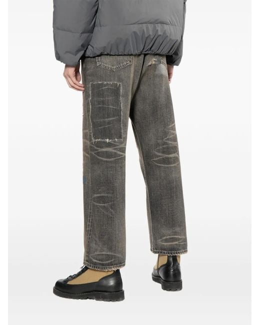 Neighborhood Gray Patchwork Distressed Jeans for men