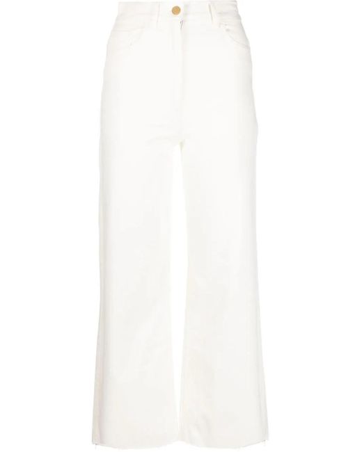 Elisabetta Franchi White High-Waisted Cropped Jeans