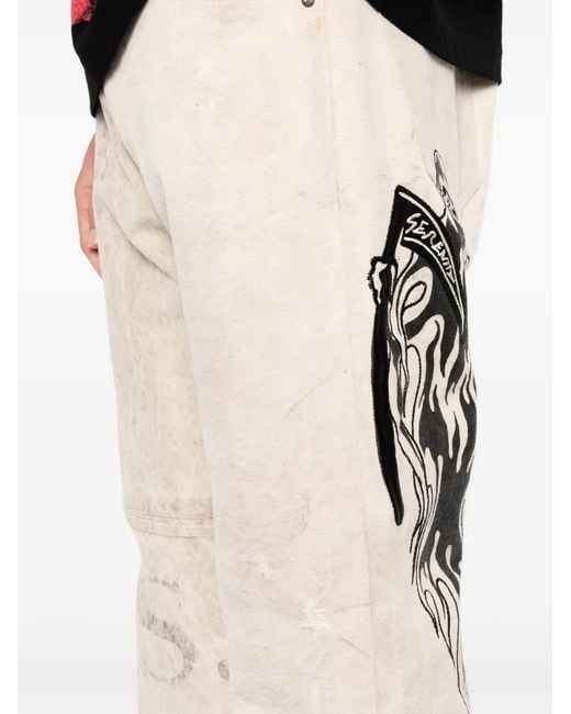 Warren Lotas White Graphic-Print Jeans for men