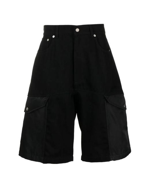 McQueen Black Cargo Denim Shorts for men