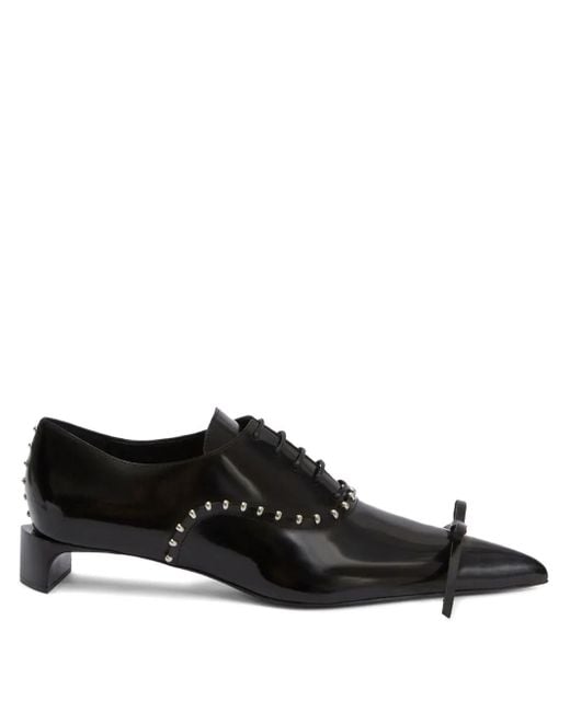 Jil Sander Black Studded Patent Leather Oxford Shoes