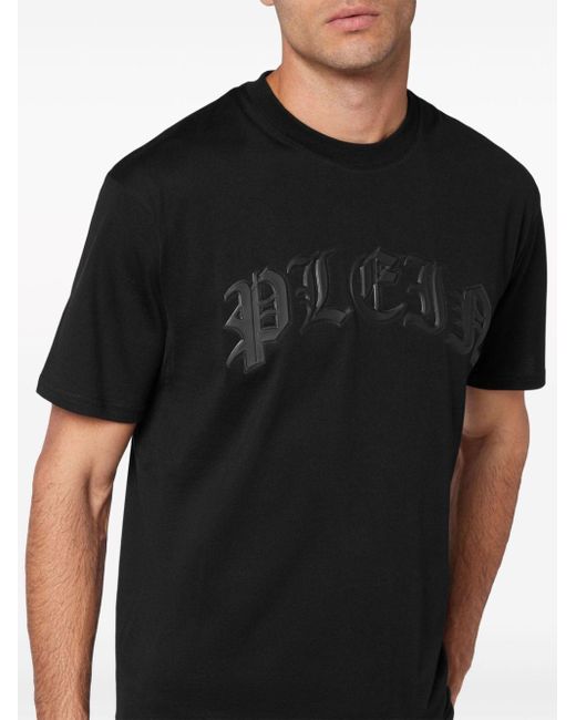 Philipp Plein Black Logo-appliqué Cotton T-shirt for men