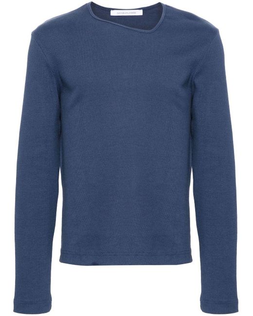 Bianca Saunders Blue Asymmetric-neck Cotton T-shirt for men