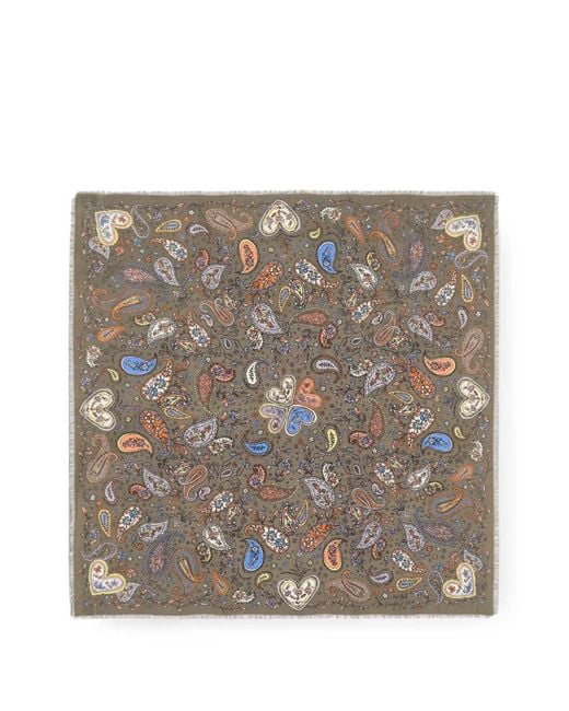 Bimba Y Lola Gray Khaki Paisley Shawl