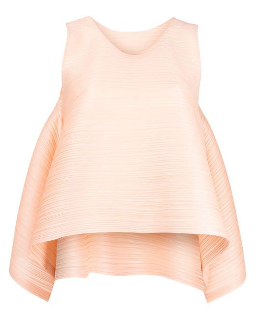 Pleats Please Issey Miyake Pink Fully-pleated A-line Top