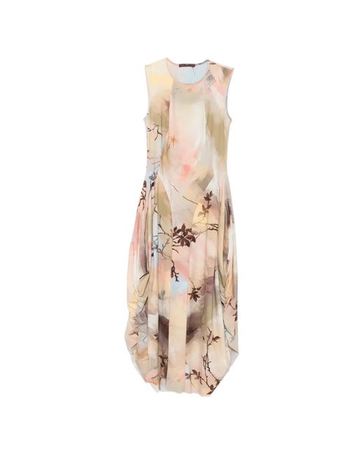 High White Floral-Print Midi Dress