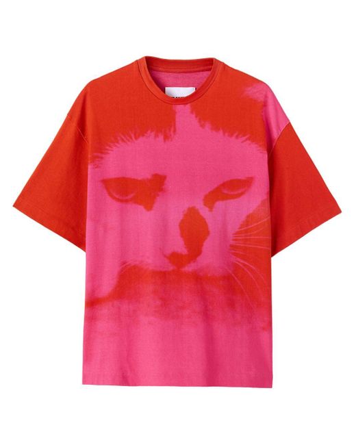 Jil Sander Red Graphic-print Cotton T-shirt for men