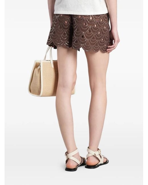 Mc2 Saint Barth Brown Maeve Scalloped Mini Shorts