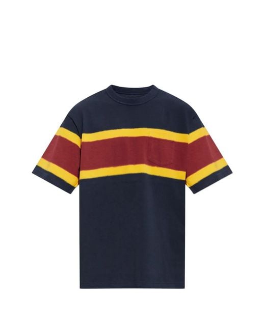 Sacai Blue Chusen-Dyed Cotton T-Shirt for men