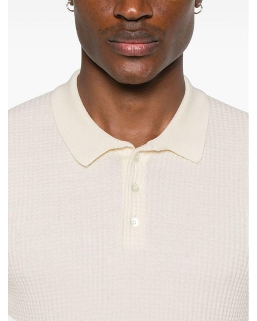 Baracuta White Waffle-knit Cotton Polo Shirt for men