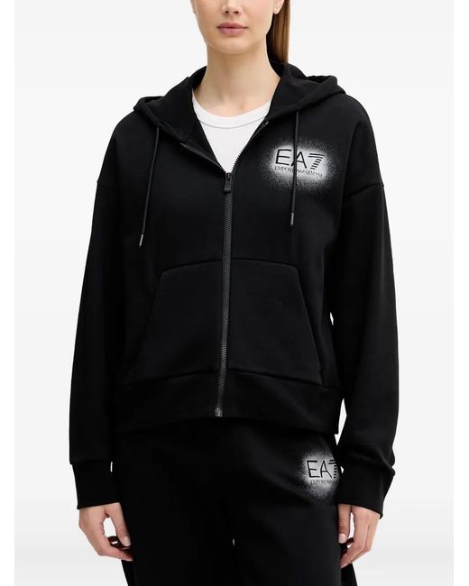 EA7 Black Logo-Print Track Pants