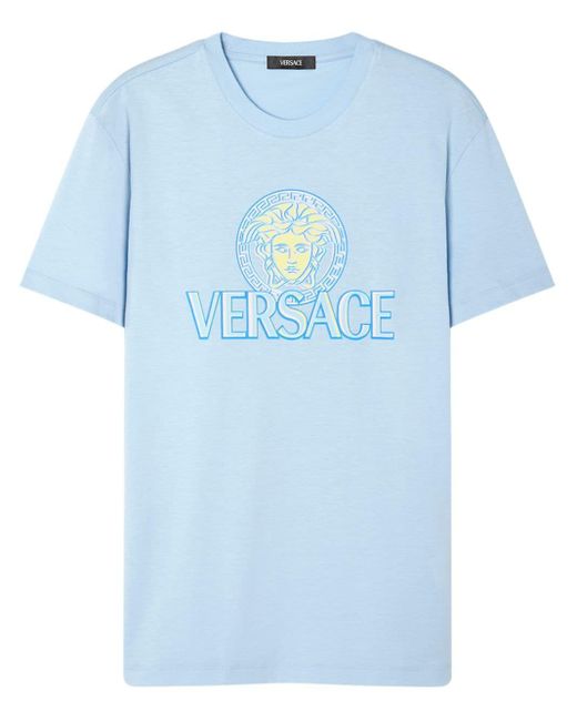 T-shirt Medusa à logo imprimé Versace pour homme en coloris Blue