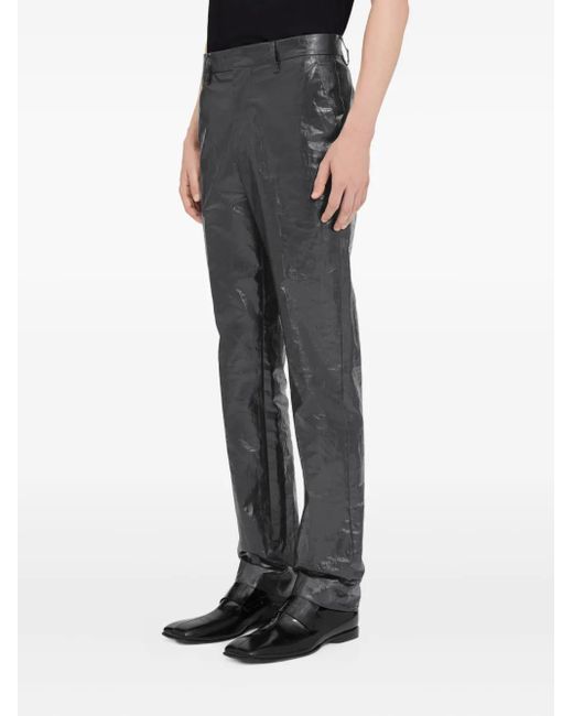 MM6 by Maison Margiela Gray Crinkled Linen Trousers for men