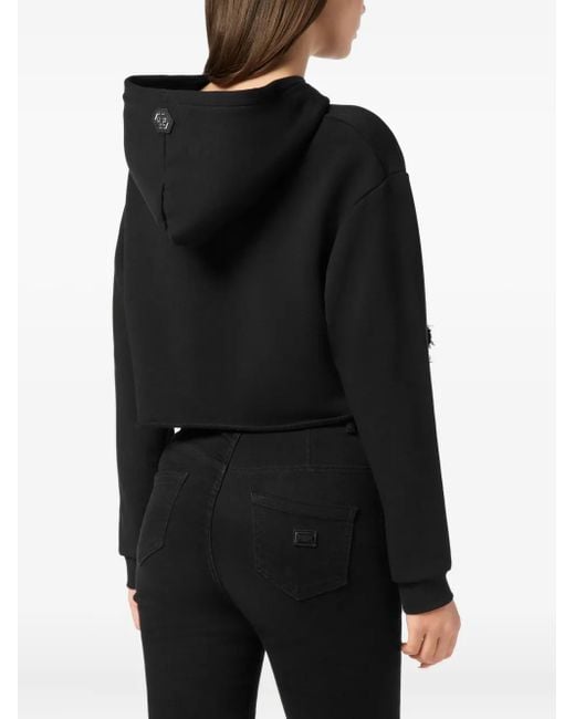 Philipp Plein Black Rhinestone-Embellished Hoodie