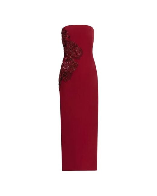 Elie Saab Red Strapless Maxi Dress