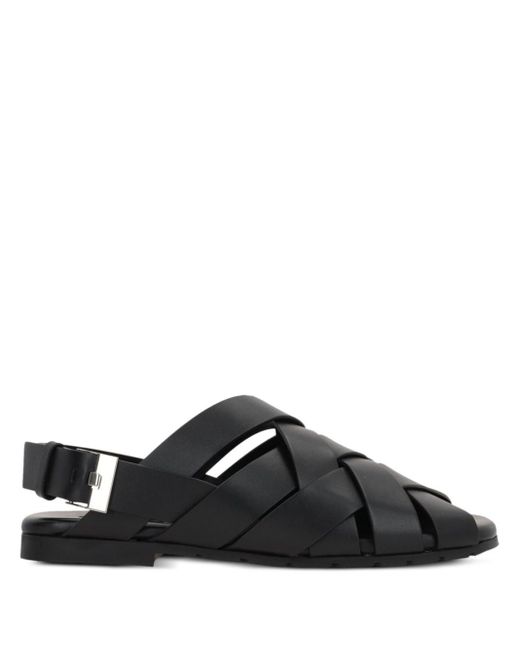 Bottega Veneta Black Alfie Leather Sandals for men