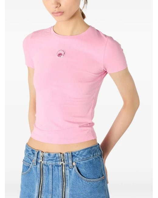 MARINE SERRE Pink Pearl Logo Baby Fit T-Shirt