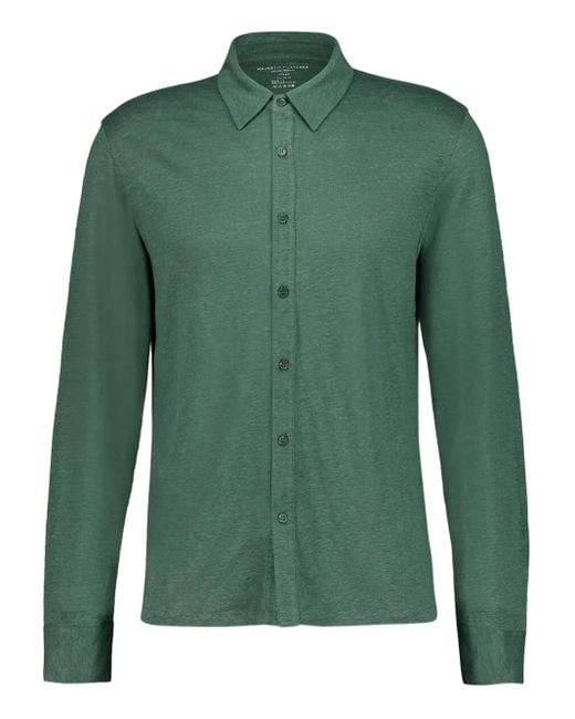 Majestic Filatures Green Long-Sleeve Button-Up Shirt for men
