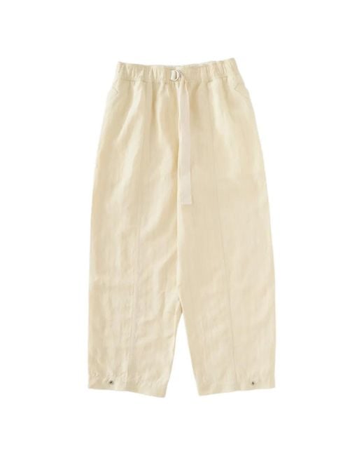 Studio Nicholson White Carvo Herringbone Drawcord Trousers