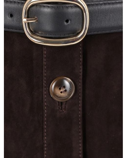 Self-Portrait Black Button Belted Skirt