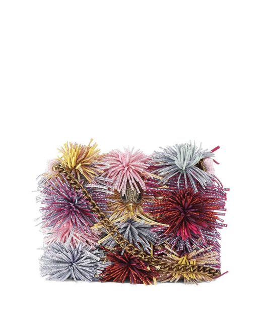 Kurt Geiger Pink Mini Kensington Crystal Pom-Pom Clutch Bag