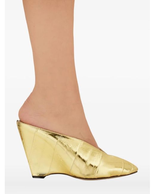 Ferragamo Natural Ferragamo Open-Toe Wedge Mules
