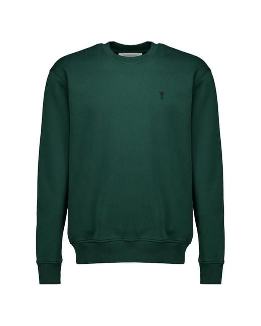 AMI Green Cotton Sweatshirt With Ami De Coeur for men