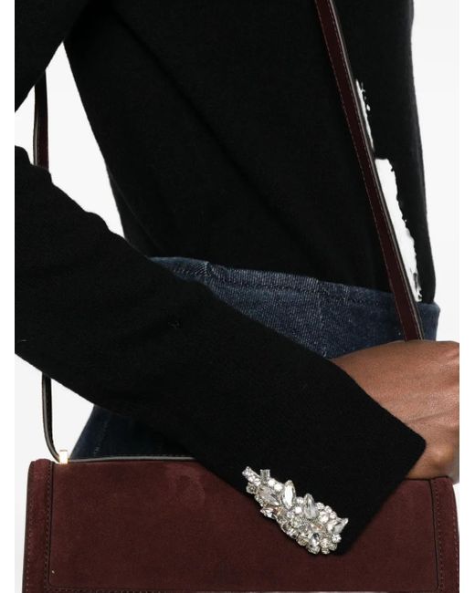 La Petite Robe Di Chiara Boni Black Crystal-Embellished Roll-Neck Knitwear