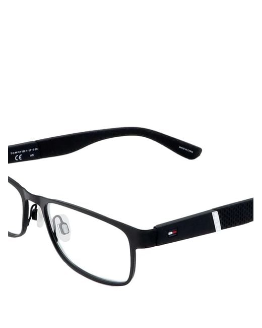 Tommy Hilfiger Black Rectangle-Frame Glasses for men