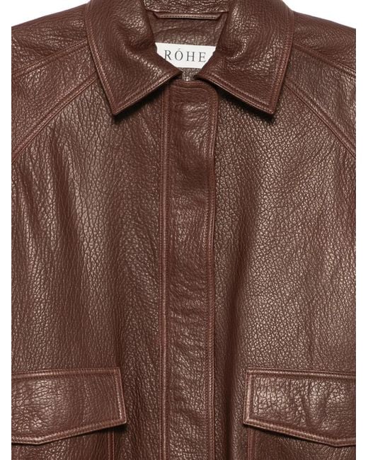 Rohe Brown Zip-Up Leather Jacket