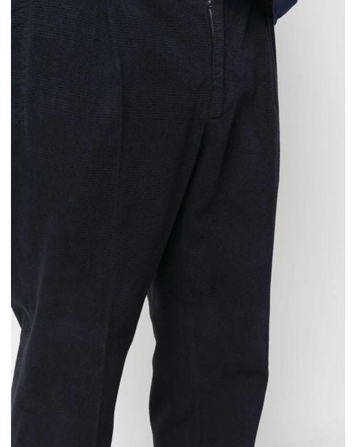 Incotex Blue Tapered-Leg Cotton Trousers for men
