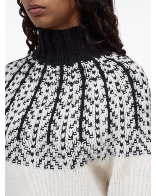 Closed White Intarsia-Knit High-Neck Sweater