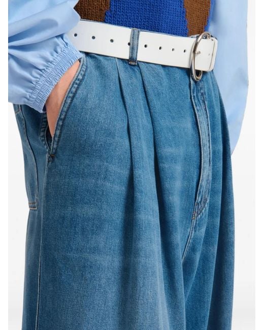 Marni Blue Denim Trousers With Double Pleats for men